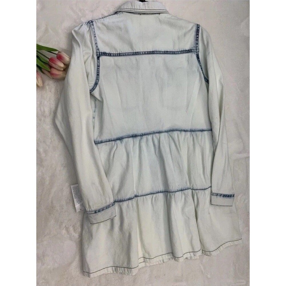Free People Nicole Denim Jean Tiered Cute Babydoll Washed Shirt Dress S $108 - Picture 4 of 9